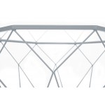 Malibu Large Modern Octagon Glass Top Coffee Table, Geometric Base, Grey, MD31GR