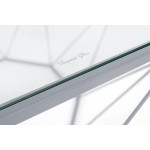 Malibu Large Modern Octagon Glass Top Coffee Table, Geometric Base, Grey, MD31GR