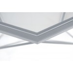Malibu Large Modern Octagon Glass Top Coffee Table, Geometric Base, Grey, MD31GR