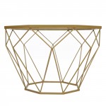 Malibu Modern Octagon Glass Top Coffee Table, Gold Chrome Base, Gold, MD23GG