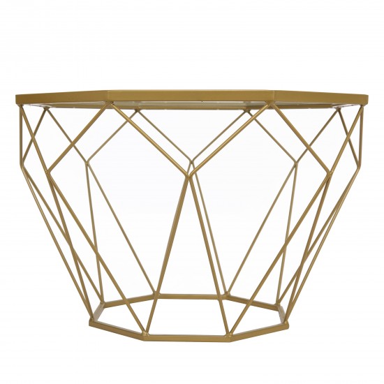 Malibu Modern Octagon Glass Top Coffee Table, Gold Chrome Base, Gold, MD23GG