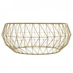 Malibu Modern Round Glass Top Coffee Table With Metal Base, Gold, MD39GG