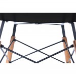 Dover Round Wooden Top Dining Table W/ Natural Wood Eiffel Base, Black, EP47BLTR