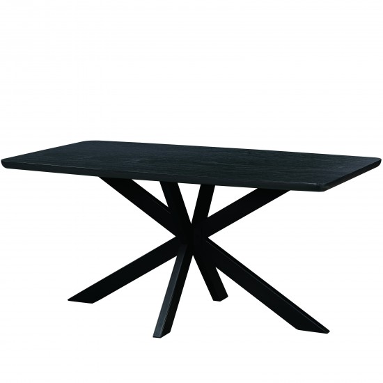 Ravenna 63" Rectangular Wood Dining Table, Modern Metal Base, Ebony, RTX63BL