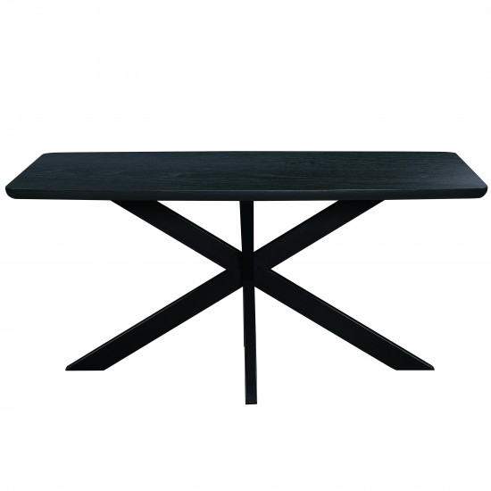 Ravenna 63" Rectangular Wood Dining Table, Modern Metal Base, Ebony, RTX63BL