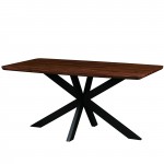 63" Rectangular Wood Dining Table, Modern Metal Base, Dark Walnut, RTX63DW