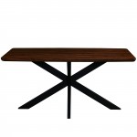 63" Rectangular Wood Dining Table, Modern Metal Base, Dark Walnut, RTX63DW