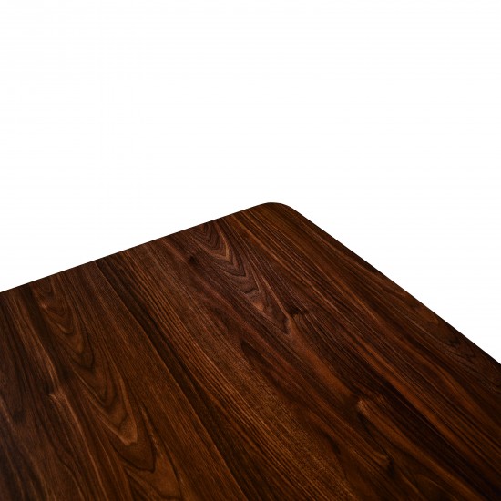 63" Rectangular Wood Dining Table, Modern Metal Base, Dark Walnut, RTX63DW