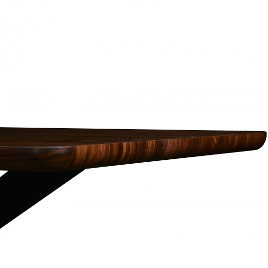 63" Rectangular Wood Dining Table, Modern Metal Base, Dark Walnut, RTX63DW
