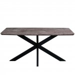63" Rectangular Wood Dining Table, Modern Metal Base, Rustic Grey, RTX63GR