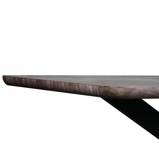 63" Rectangular Wood Dining Table, Modern Metal Base, Rustic Grey, RTX63GR