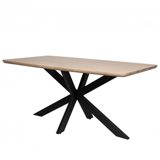 Ravenna 63" Rectangular Wood Dining Table, Modern Metal Base, Maple, RTX63M