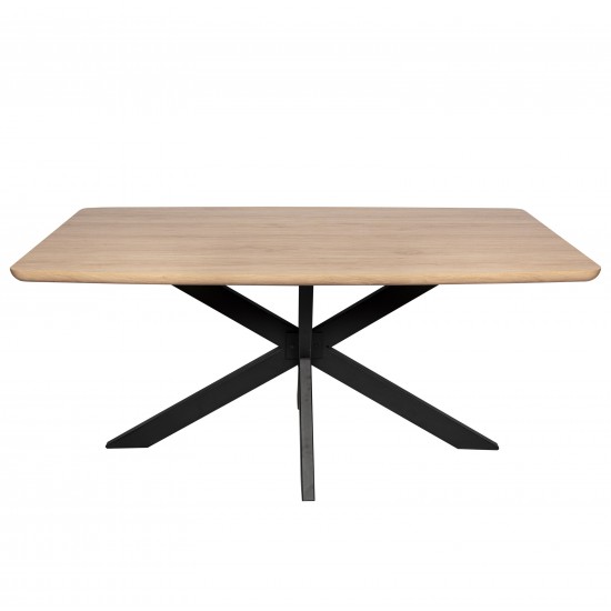 Ravenna 63" Rectangular Wood Dining Table, Modern Metal Base, Maple, RTX63M