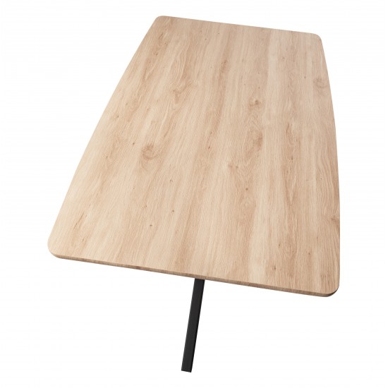 Ravenna 63" Rectangular Wood Dining Table, Modern Metal Base, Maple, RTX63M