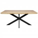 63" Rectangular Wood Dining Table, Modern Metal Base, Natural Wood, RTX63NW