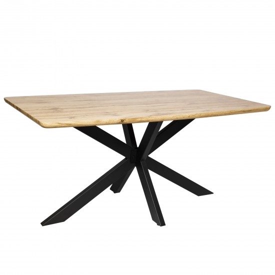 63" Rectangular Wood Dining Table, Modern Metal Base, Natural Wood, RTX63NW