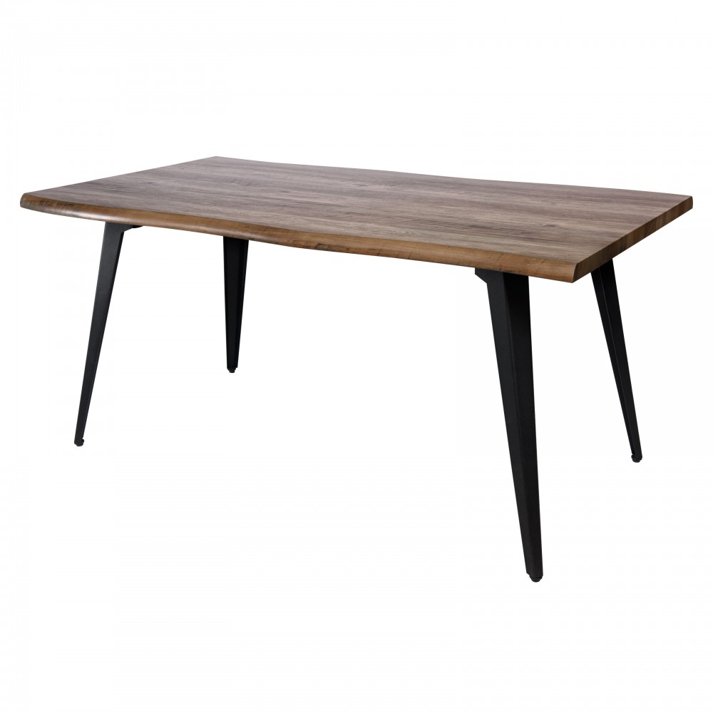 Modern Rectangular Wood 63" Dining Table, Metal Legs, Dark Brown, RTM63BR