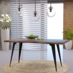 Modern Rectangular Wood 63" Dining Table, Metal Legs, Dark Brown, RTM63BR