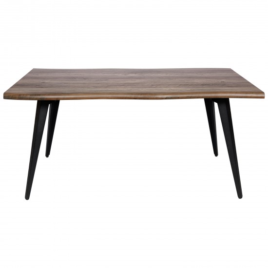 Modern Rectangular Wood 63" Dining Table, Metal Legs, Dark Brown, RTM63BR