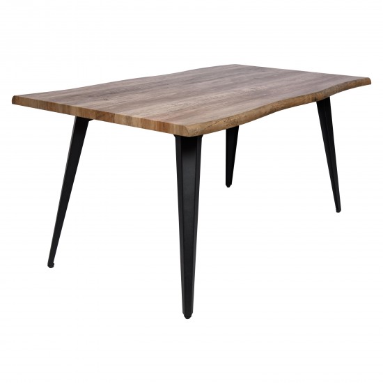 Modern Rectangular Wood 63" Dining Table, Metal Legs, Dark Brown, RTM63BR