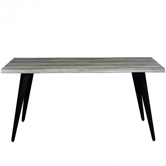 Modern Rectangular Wood 63" Dining Table, Metal Legs, Weathered Oak, RTM63WO