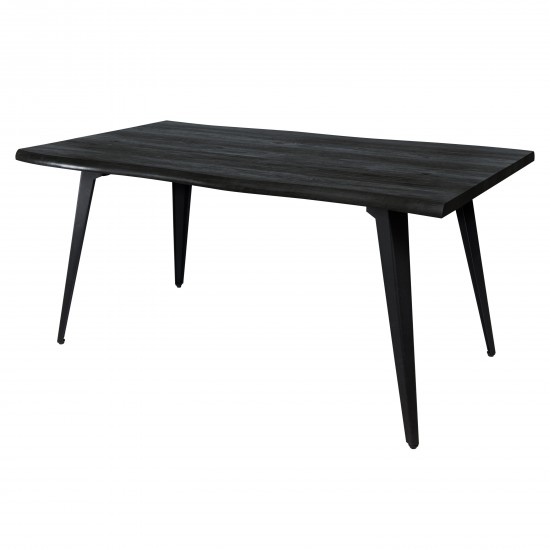 Ravenna Modern Rectangular Wood 63" Dining Table, Metal Legs, Ebony, RTM63BL