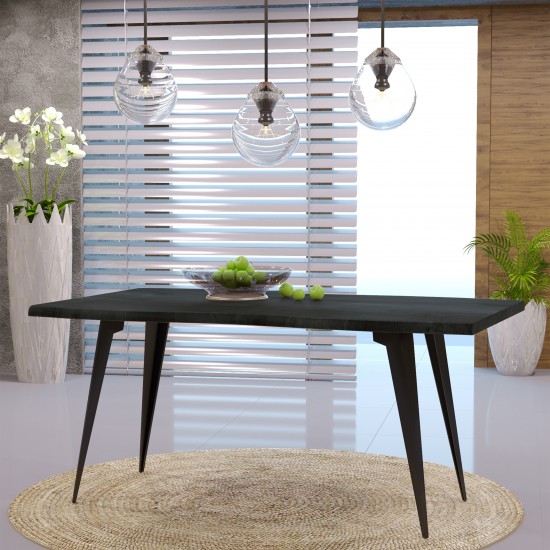 Ravenna Modern Rectangular Wood 63" Dining Table, Metal Legs, Ebony, RTM63BL