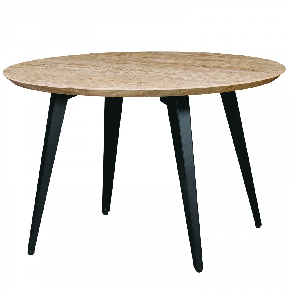 Ravenna Modern Round Wood 47" Dining Table With Metal Legs, Butternut, RTM47BN