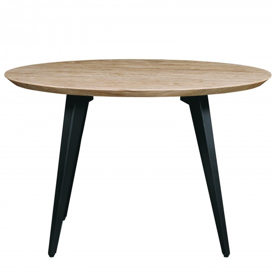 Ravenna Modern Round Wood 47" Dining Table With Metal Legs, Butternut, RTM47BN