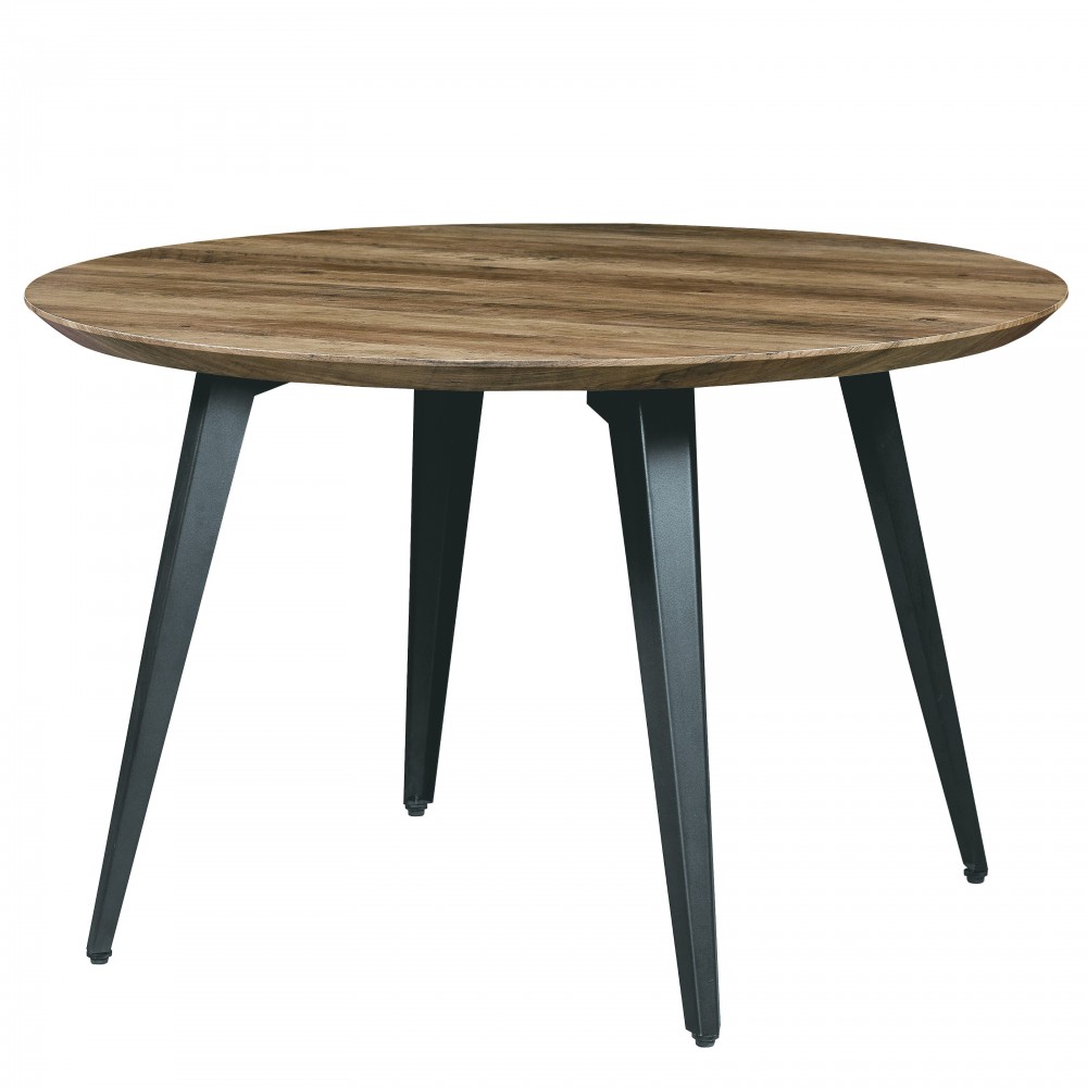 Ravenna Modern Round Wood 47" Dining Table, Metal Legs, Dark Brown, RTM47BR