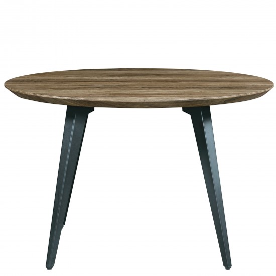 Ravenna Modern Round Wood 47" Dining Table, Metal Legs, Dark Brown, RTM47BR