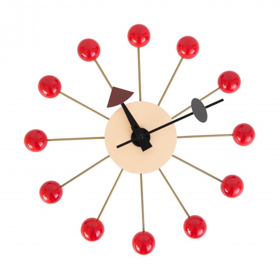 Concordia Modern Design Round Balls Silent Non-Ticking Wall Clock, Red, VCL13R