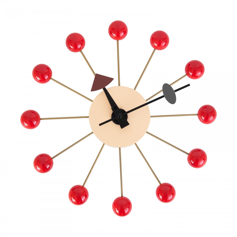 Concordia Modern Design Round Balls Silent Non-Ticking Wall Clock, Red, VCL13R