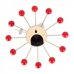 Concordia Modern Design Round Balls Silent Non-Ticking Wall Clock, Red, VCL13R