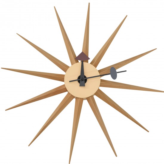 Modern Design Colorful Star Silent Non-Ticking Wall Clock, Natural Wood, MCL18NW