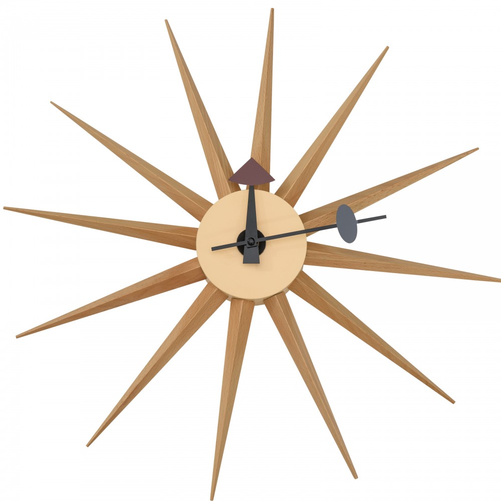 Modern Design Colorful Star Silent Non-Ticking Wall Clock, Natural Wood, MCL18NW