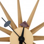 Modern Design Colorful Star Silent Non-Ticking Wall Clock, Natural Wood, MCL18NW