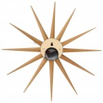 Modern Design Colorful Star Silent Non-Ticking Wall Clock, Natural Wood, MCL18NW