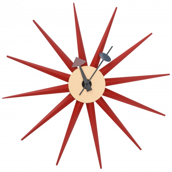 Maxi Modern Design Colorful Star Silent Non-Ticking Wall Clock, Red, MCL18R