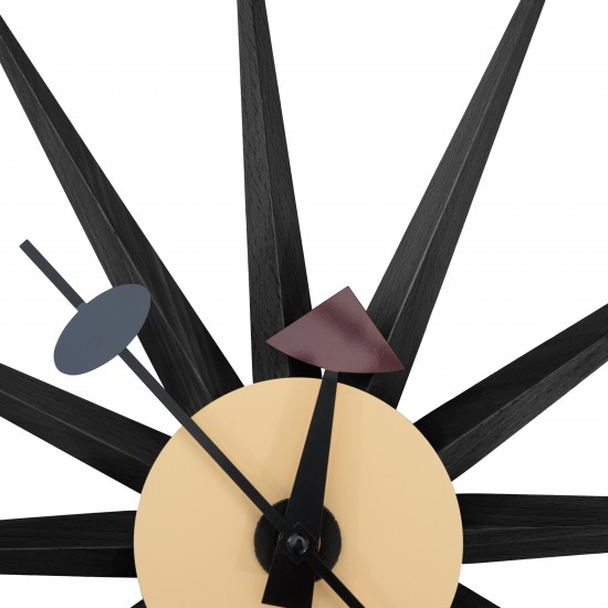 Maxi Modern Design Colorful Star Silent Non-Ticking Wall Clock, Black, MCL18BL