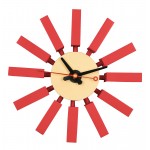 LeisureMod Vdara Modern Design Block Silent Non-Ticking Wall Clock, Red, CCL11R