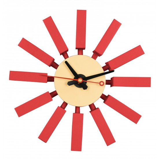 LeisureMod Vdara Modern Design Block Silent Non-Ticking Wall Clock, Red, CCL11R