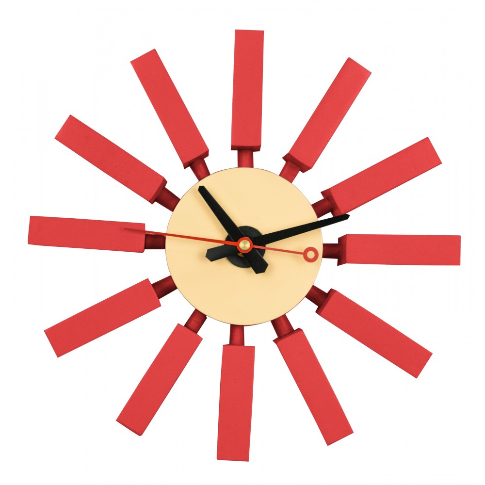 LeisureMod Vdara Modern Design Block Silent Non-Ticking Wall Clock, Red, CCL11R