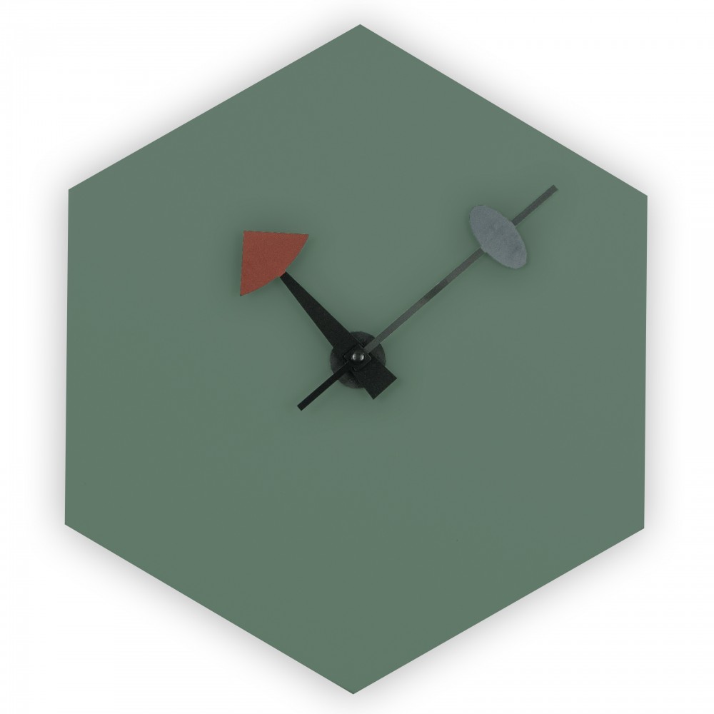 Modern Design Hexagon Shaped Silent Non-Ticking Wall Clock, Green, MCLD13OG