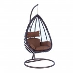 LeisureMod Wicker Hanging Egg Swing Chair Indoor Outdoor Use, Brown, ESC38BR