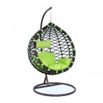 LeisureMod Wicker Hanging Egg Swing Chair Indoor Outdoor Use, Green, ESC42G