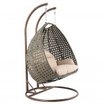 LeisureMod Beige Wicker Hanging 2 person Egg Swing Chair, Beige, ESC57BG