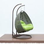 Beige Wicker Hanging 2 person Egg Swing Chair, Light Green, ESCBG-57LG