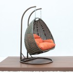 LeisureMod Beige Wicker Hanging 2 person Egg Swing Chair, Orange, ESCBG-57OR