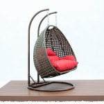 LeisureMod Beige Wicker Hanging 2 person Egg Swing Chair, Red, ESCBG-57R